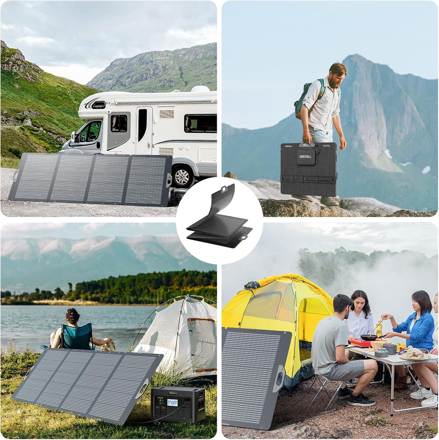 350W Portable Foldable Solar Panel for Power Station Generator, 37.4V High-Efficiency Power Backup for Outdoor Activity Van Camper