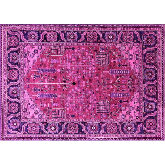Ahgly Company Indoor Rectangle Oriental Pink Industrial Area Rugs, 3' x 5'