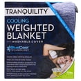 thumbnail image 3 of Tranquility 15lb Cooling Reversible Removable Cover Cozy Antimicrobial Weighted Blanket, Indigo Blue, 3 of 7