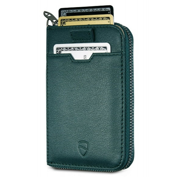 (Alpine Green) - Vaultskin NOTTING HILL Slim Zip Wallet with RFID Protection for Cards Cash Coins (Alpine Green)