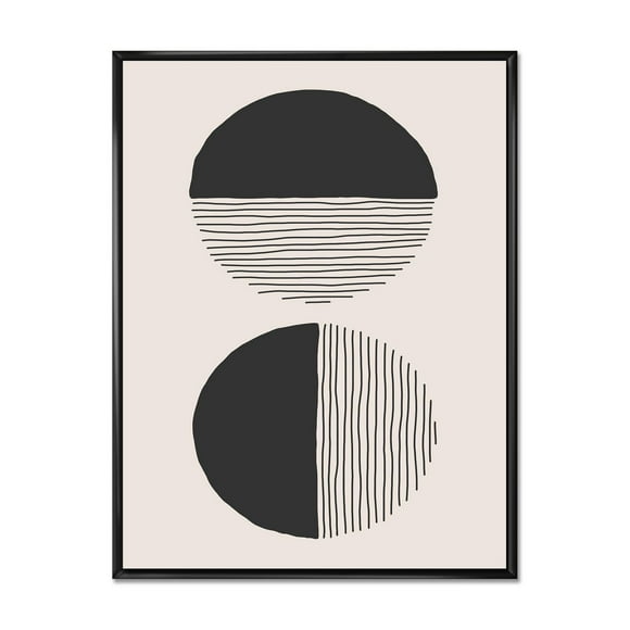 Designart Minimal Geometric Lines And Circle IV FLOAT FRAME WALL ART