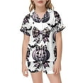 thumbnail image 3 of RTKFRFLM Girls Pajamas Collar Short Sleeved Pumpkin Bow Full Print Top Elastic Waist Shorts 2 Piece Pajamas Pjs Sleepwear Loungewear,Size 8 Years-9 Years, 3 of 3