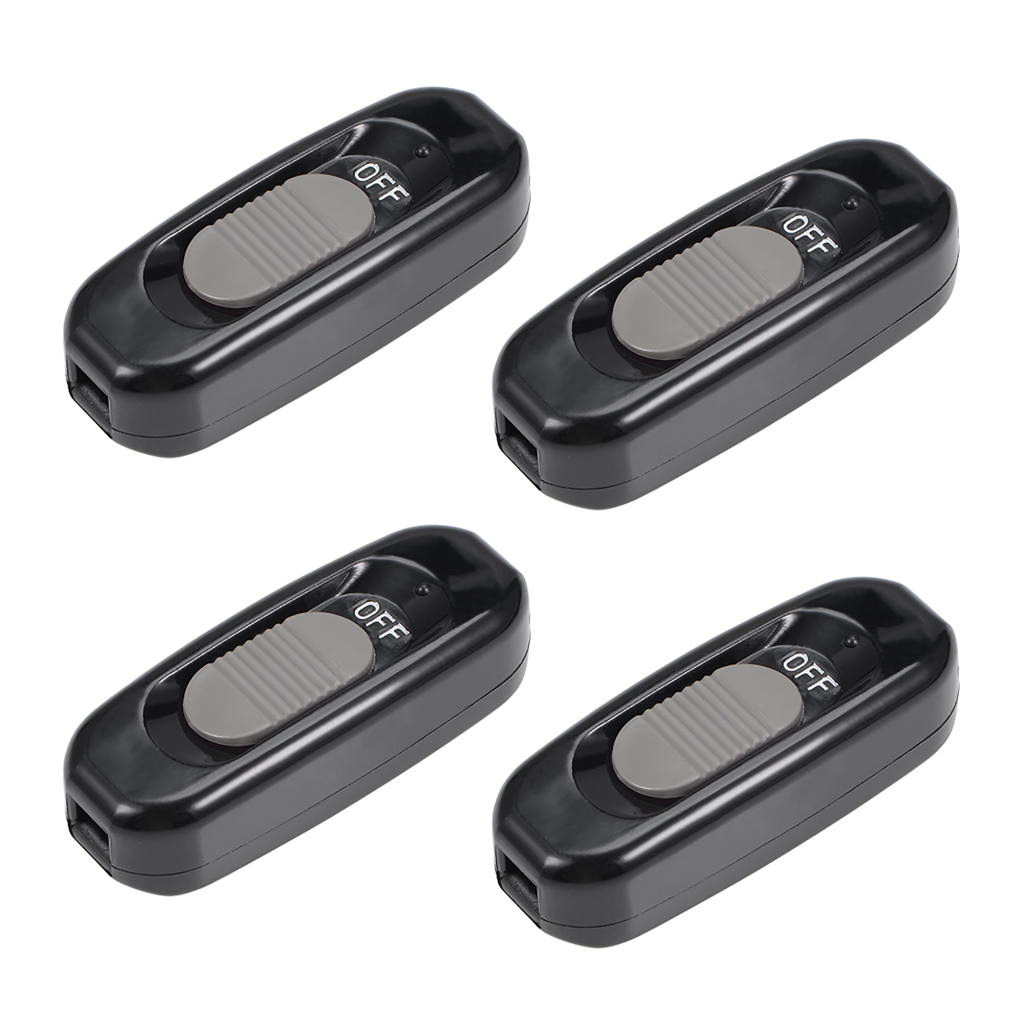Uxcell AC 250V 3A OnOff Inline Cord Switch Black for Table Lamp 4 Pack