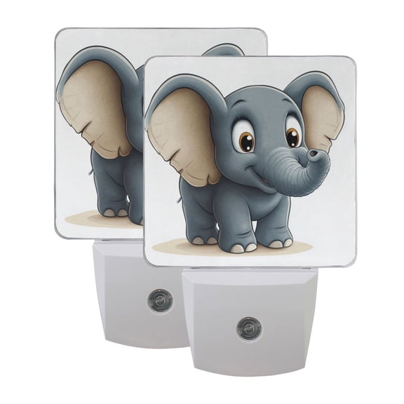 Cute Little Elephant LED Night Light with Smart Sensor Plug Into Wall Dusk to Dawn 2 packs