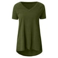 thumbnail image 3 of Abcnature Summer Tops for Women Short Sleeve Side Split Casual Loose Tunic Top Plus Size V-Neck T-shirt Green 3XL, 3 of 4