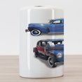 thumbnail image 3 of Vintage Car Ceramic Toothbrush Holder, Picture of Old Antique Cars Historical Automobile Nostalgic in Vintage Style, Decorative Versatile Countertop for Bathroom, 4.5" X 2.7", Blue Red, by Ambesonne, 3 of 4