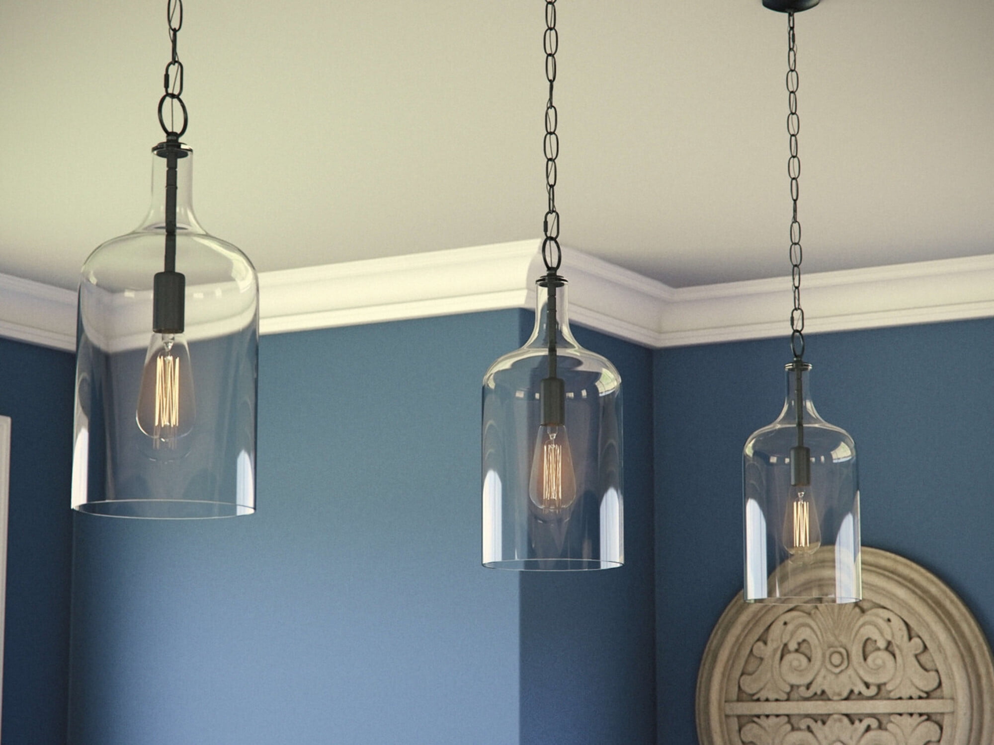 Kenroy Home Capri 6'' Pendant Light Fixture with Clear Glass Cylinder Shade for Dining Room, Kitchen Island, Bathroom, Foyer, or Entryway, Oil Rubbed Bronze