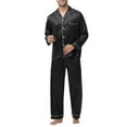 thumbnail image 4 of Mens Satin Silky Pajama Set Long Sleeve Classic Sleepwear Button Down Shirt Loungewear with Long Pants, 4 of 6