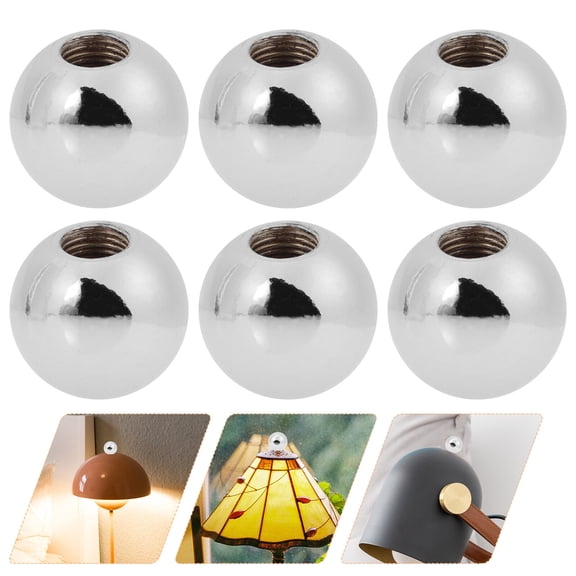 LEORX 6Pcs Simple Silver Lamp Finials Round Head Caps for Modern Table Lamps