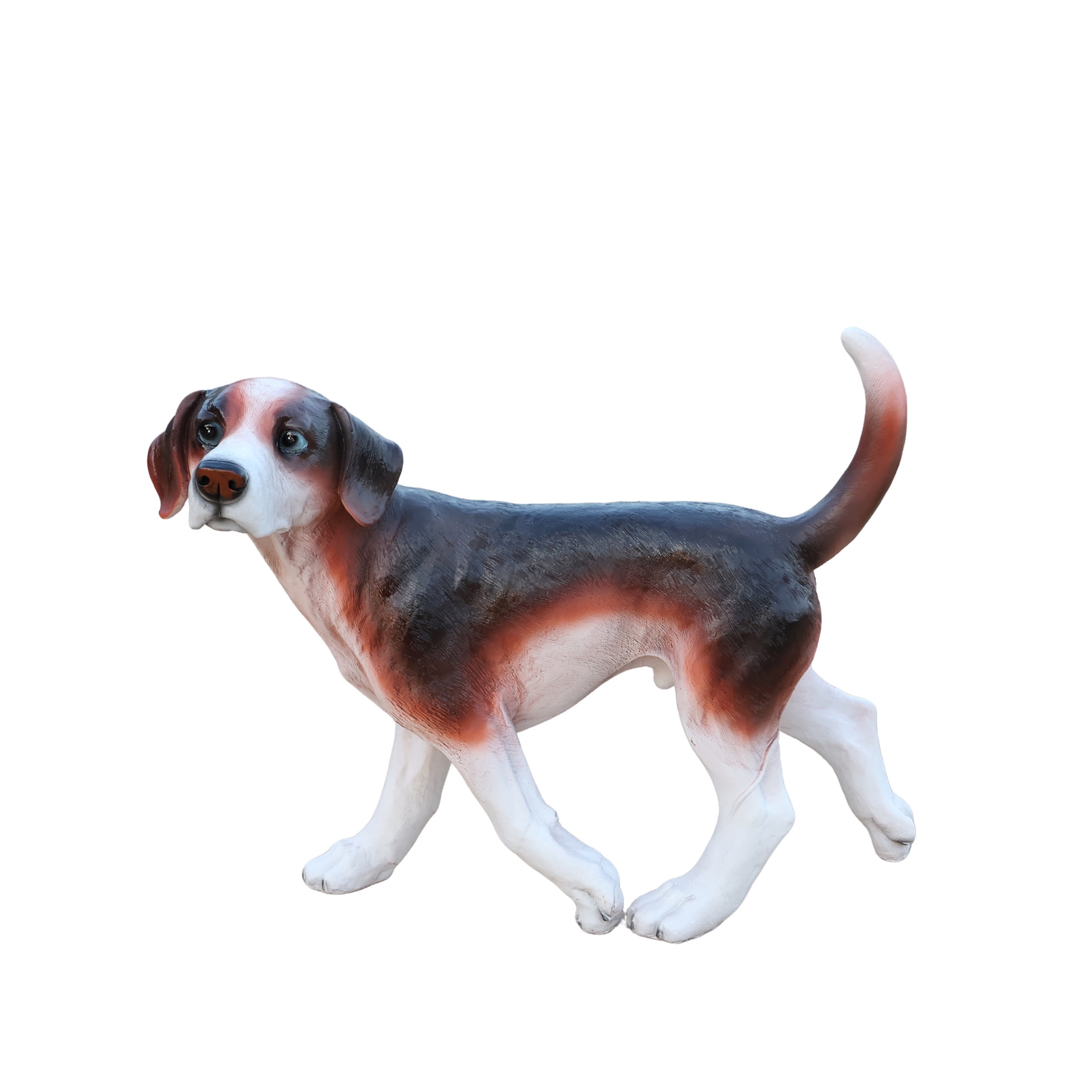 Noble House Lifelike Walking Beagle Dog Statue, Realistic Resin Animal Figurine for Outdoor Garden Decor, Multicolor