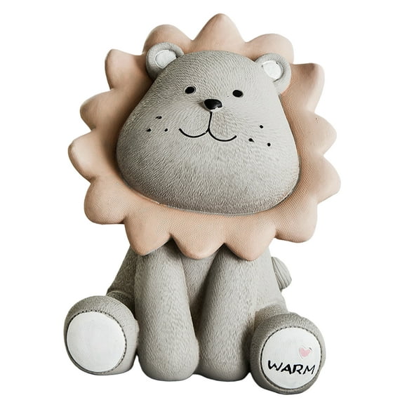 Figurines Lion Piggy Bank Saving Box Ornaments Money Box Child Gift Grey L