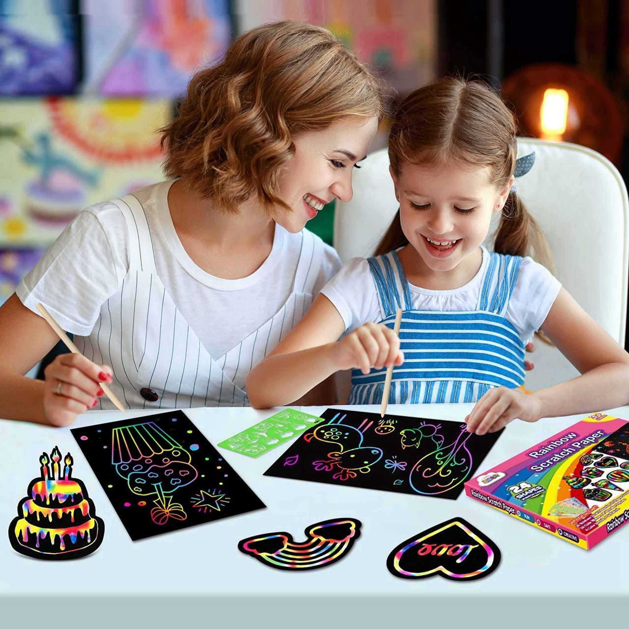  ZMLM Gift Christmas for Girl Art-Craft Kit: Rainbow Scratch  Paper Magic Art Craft Project Supply Toddler Drawing Activity Kid Travel  Toy Age 3-12 Year Old Birthday Gift : Toys & Games