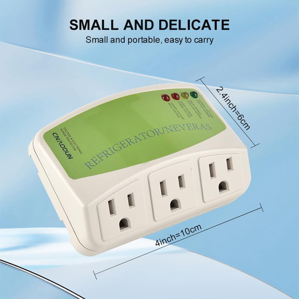 Refrigerator Surge Protector, CNAODUN Home Appliance 3 Outlet Power Surge Protector Voltage Brownout Outlet Suitable for PC/TV/Refrigerator 120V 15A(1 Pack)