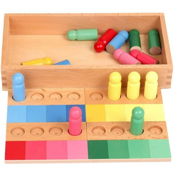 Juego de clasificación, color, versión Montessori, con 16 piezas de madera de haya