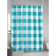 thumbnail image 5 of Turquoise Checkered Shower Curtain Set, Waterproof Shower Curtains for Bathroom, Farmhouse Buffalo Plaid Washable Fabric Cloth Bath Curtain for Bathtub Decoration with Hooks 72x78 Inches, 5 of 6