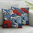 thumbnail image 3 of Peony Floral Red and Blue Euro Sham Pillow Covers Chinoiserie Style Pillow Case Asian Throw Pillow Cushion Cover Farmhouse Pillowcase Home Decor for Sofa Couch Bed Office Car, 3 of 5