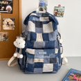 thumbnail image 3 of Mochila de mezclilla Patchwork Estudiantes Librero Lindo Mochila para la escuela Viajes al aire libre, 3 of 8