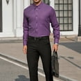 thumbnail image 4 of Long Sleeve Mens Dress Shirts Casual Solid Shirts for Men Regular Stripe Tops with Pocket Purple L, 4 of 8