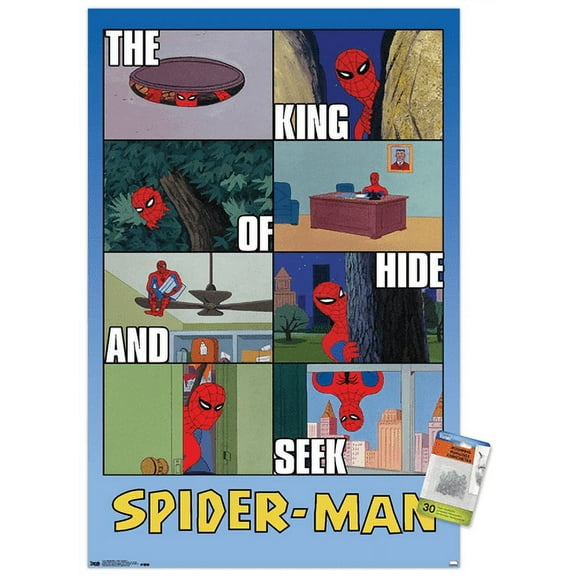 Marvel Comics - Spider-Man - Hide and Seek Wall Poster with Push Pins, 22.375" x 34"