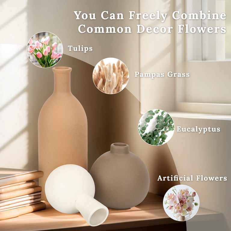 Sanmadrola Ceramic Vase Set, 3-Piece, Brown photo 6