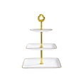 thumbnail image 1 of Cupcake Stand, Staron 2026 3-Tier Rectangle Serving Tray With Rim, Plastic Tiered Dessert Tower For Tea Party Wedding Baby Shower Stackable Storage, White, 1 of 5