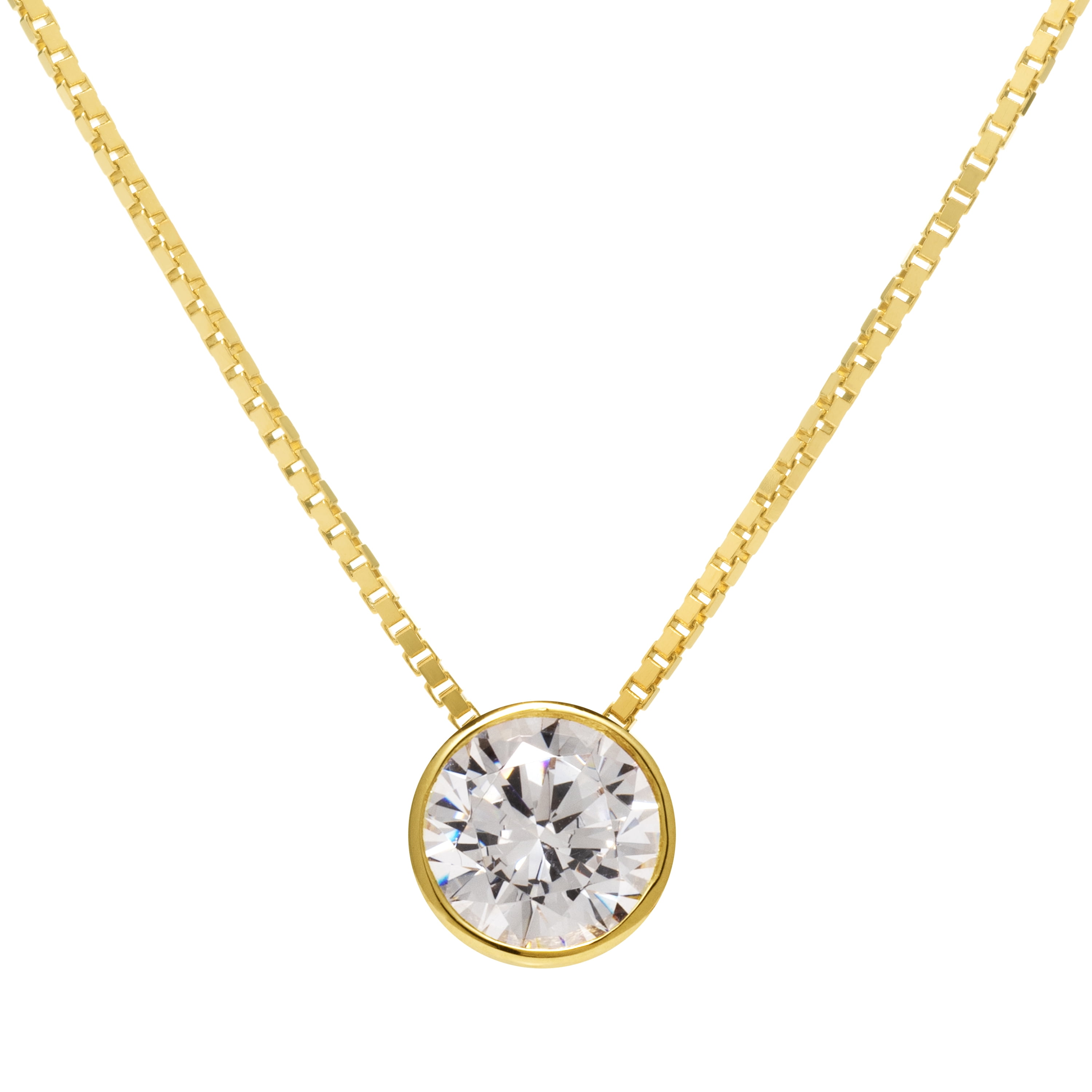 Everyday Elegance 14K Solid Yellow Gold Pendant Necklace Bezel Set