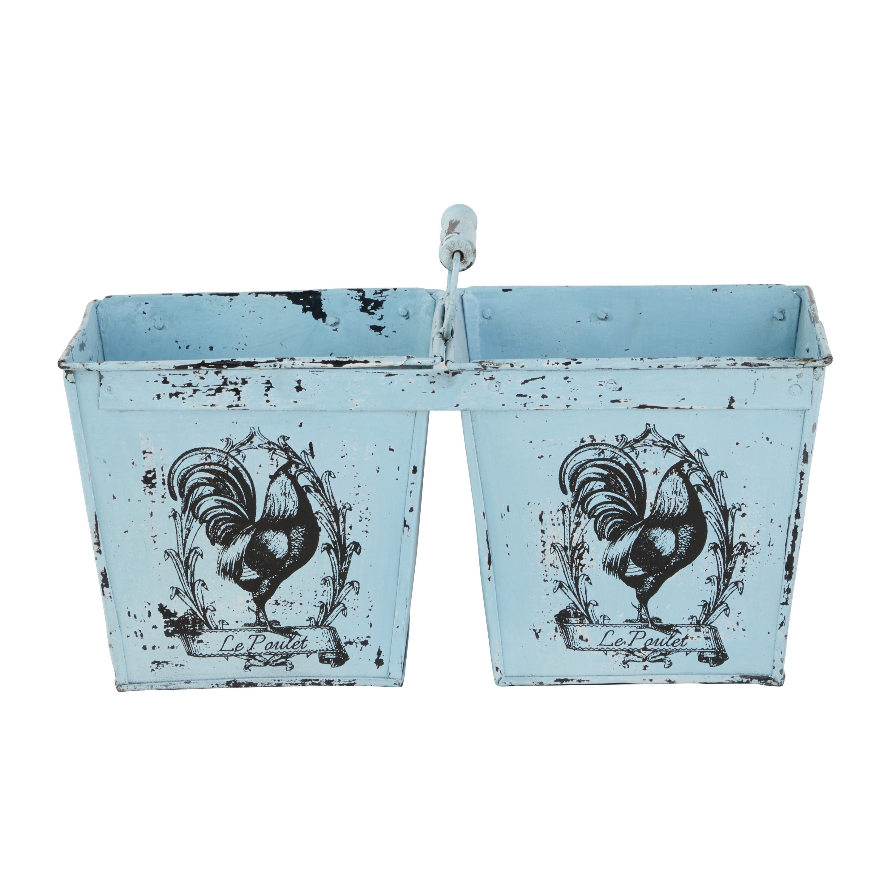 DecMode 23" x 11" Light Blue Metal Vintage Planter, 1 - Piece