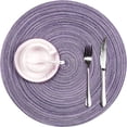 thumbnail image 2 of Nvzi Juego de 6 manteles individuales redondos de tela para mesa de boda (morado claro, 6), 2 of 5