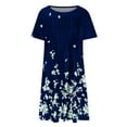 thumbnail image 5 of Dyegold Womens Sundresses Summer Casual Boho Pleated Knee Length Swing Aline Midi Party Beach Dress Floral Print Short Sleeve Sun dresses for Women Plus Crewneck Dresses Vacation, 5 of 5