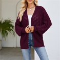 thumbnail image 3 of Fall Sweater Cardigans Trendy Crochet Knit Open Front Outerwear Coats Womens Loose Lightweight Comfy Casual Knitwear (XL, Wine), 3 of 4