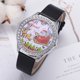 thumbnail image 2 of Regalo de reloj de cuarzo con correa de PU con pantalla analógica informal con patrón navideño lindo unisex (negro), 2 of 2
