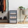 thumbnail image 2 of IRIS USA Plastic Stacking Storage Chest with Pullout Drawers, Gray, Set of 3, 2 of 7