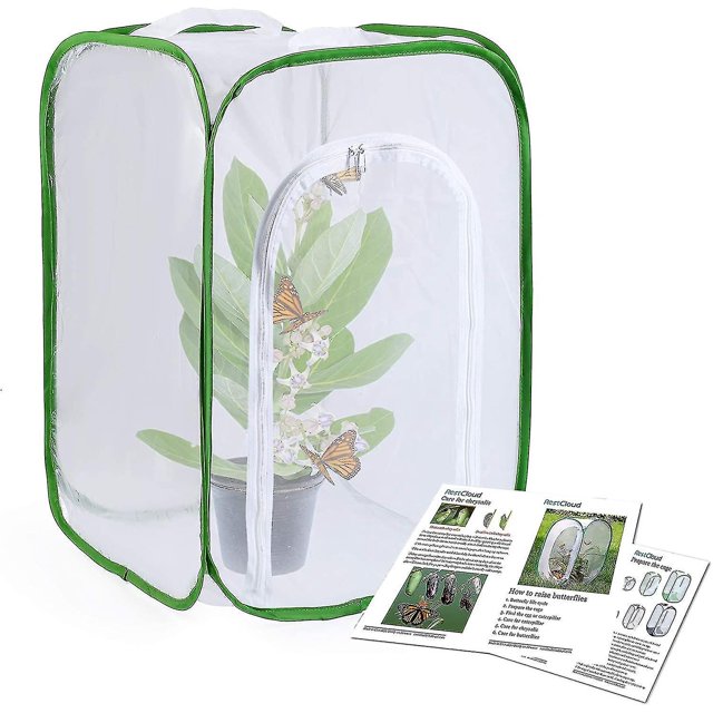 Jaula grande para insectos con hábitat de mariposas de 23,6 ", recinto para orugas, puerta emergente de 23,6 pulgadas de alto con apertura de puente levadizo (hy)