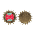 thumbnail image 1 of La piña patron Mexico totems antigua civilización dibujo Pin de gancho de metal vintage con forma de sol Unbranded M, 1 of 3