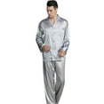 thumbnail image 1 of AMERTEER Men‘s Silk Pajamas Set Casual Print Home Service Two-Piece Set, 1 of 5