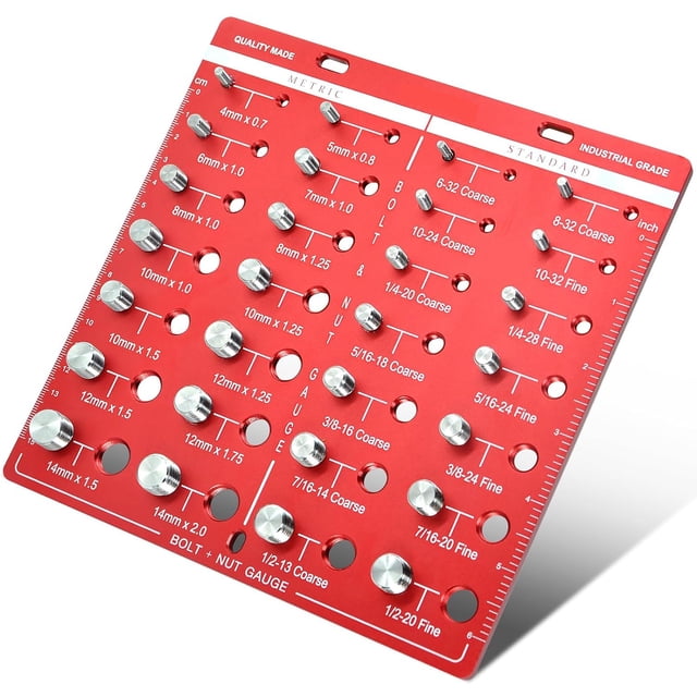 TFixol 28-Hole Metric & Imperial Thread Gauge - Aluminum Alloy Screw, Nut, Bolt Checker for Accurate Measurement & Identification