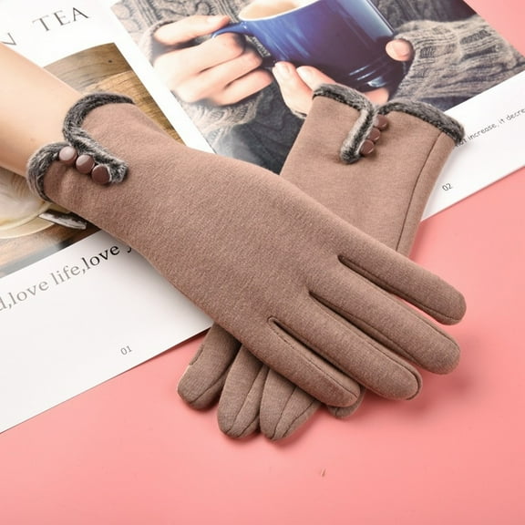Women's Winter Touchscreen Gloves,Warm Windproof Fleece Lined Texting Gloves,Cold Weather Thermal Mittens for Women,Touch Screen Compatible,Khaki,Khaki,2 Pairs