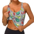 thumbnail image 4 of Haiem Cute Dinosaur Pattern Womens Sports Bra - U Neck Padded Low Impact Yoga Bra Workout Crop Top Gym Moisture-Wicking Workout Vest -XX-Large, 4 of 9