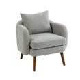thumbnail image 4 of Boucle Accent Chair with a Pillow, Modern Upholstered Lounge Chair with Rubber Wood Legs, Armchair with Curved Edges for Living Room Bedroom Dressing Room Vanity Room, Gray, 4 of 9