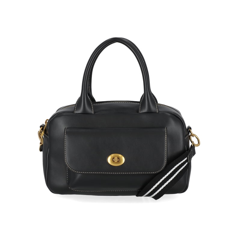 Free Assembly Women's Faux Leather Satchel, Black photo 1