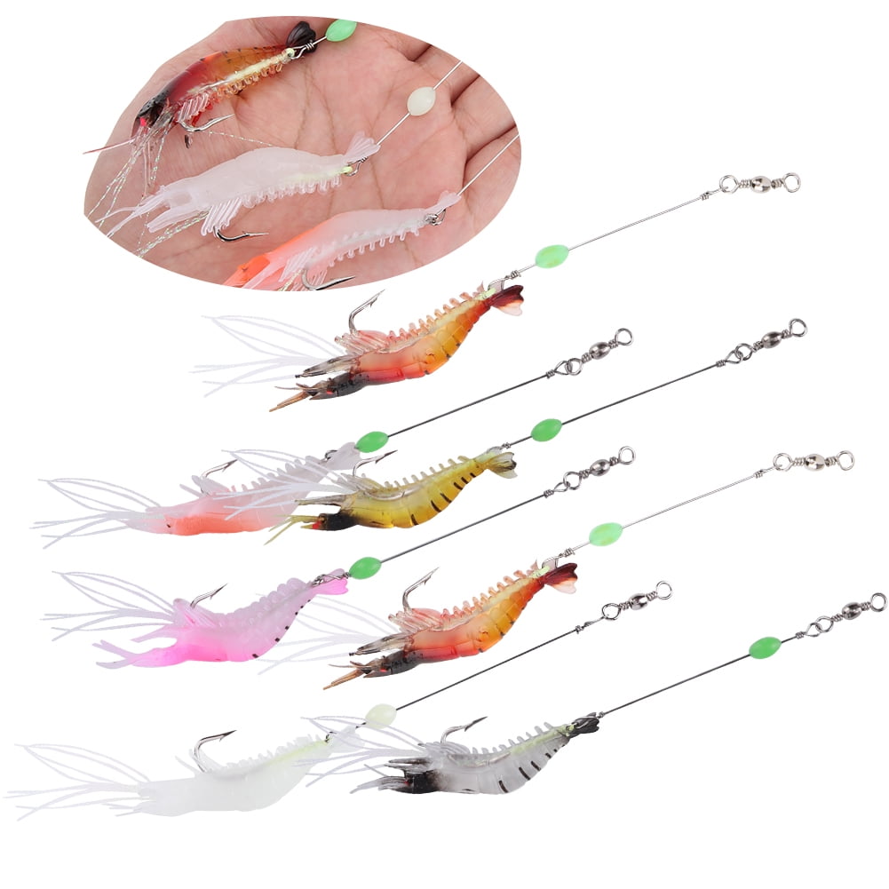 7-Pack Glow Shrimp Fishing Lures - Soft Silicone, 3.1 Inch, Luminous For Night Fishing - View #11