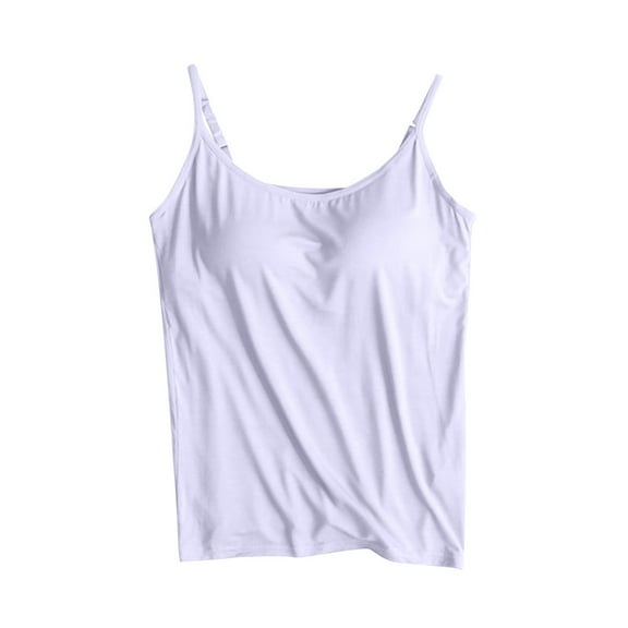 JGGSPWM Plus Size Womens Camisole Adjustable Strap Tank Tops with Shelf Bra Stretch Undershirts Comfy Cotton Summer Vest White XXL