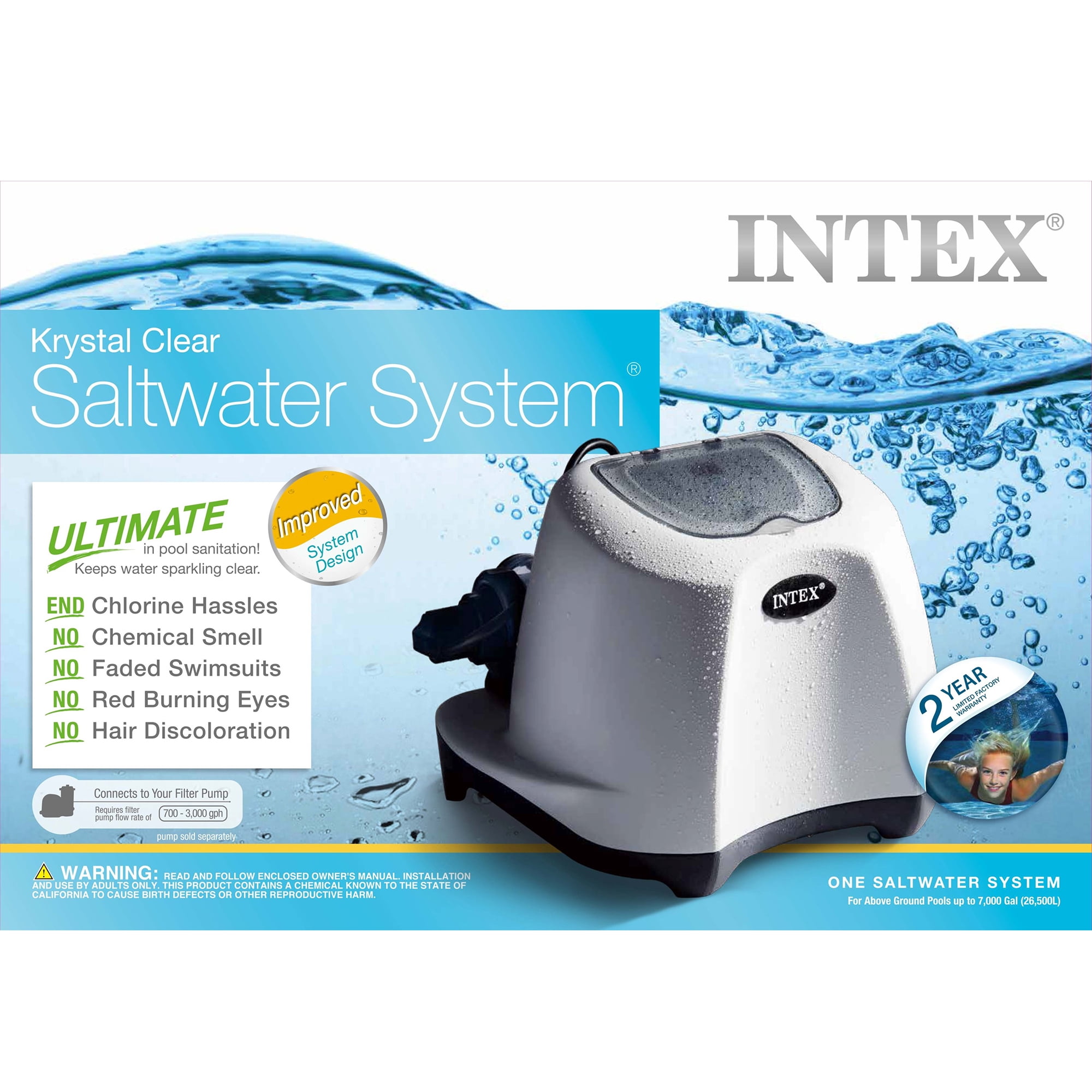 Open Box Intex Krystal Clear Saltwater System 7000 G Above Ground Pool (6 Pack)