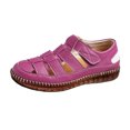 thumbnail image 2 of Willtoo Women'S Casual Leather Flat Sandals Comfortable Round Toe Closed Toe Non-Slip Oxford Sole Breathable Beach Orthopedic Sandals, 2 of 4