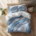 thumbnail image 2 of Abstract Marble Waves Texture Duvet Cover Set Queen Size Gradient Blue Gold Art Soft Lightweight Comforter Covers 4 Piece Bedding Set with 1 Duvet Cover 1 Bed Sheet & 2 Pillow Shams, 2 of 8