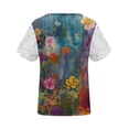 thumbnail image 4 of Cloaraye Womens Summer Tops Lace V Neck Short Sleeve Shirts Casual Loose Boho Floral Print T Shirts, Gifts for Women, 4 of 4