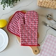 thumbnail image 3 of 6 Pack Oven Mitts and Pot Holders Set, Heat Resistant Fabric Bake Pot Holders Gloves with Kitchen Towels, Red Plaid, 3 of 8