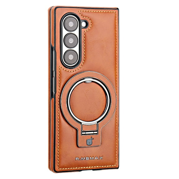 Allytechgroup Galaxy Z Fold7 Case, Compatible with Mag-safe Anti-Scratch Ring Holder Kickstand Wireless Charging Shockproof Magnetic Phone Case for Samsung Galaxy Z Fold 7, Brown