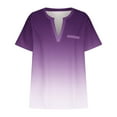 thumbnail image 4 of CFLVAEK Womens Plus Size Tops Loose Fitted Notch V Neck Tshirts Fashion Gradient Graphic Tees Casual Short Sleeve Tshirt Summer Going Out Tops Purple XXXXL, 4 of 5