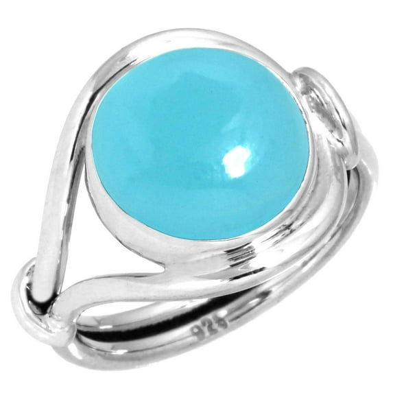 925 Silver Ring For Women - Men Blue Chalcedony Stone Silver Ring Size 5 Handmade Silver Ring Size 5 Gift For Sister On Cocktail Party 925 Silver Jewelry With Gemstone